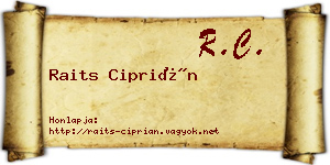 Raits Ciprián névjegykártya